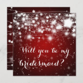 鮮やかな赤 | 星よ  私のウェディングパーティに付いてくれる？ 招待状 (正面/裏面)