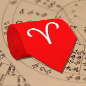 鮮やかな赤 – 牡羊座〔占星術の〕十二宮図のネクタイ ネクタイ