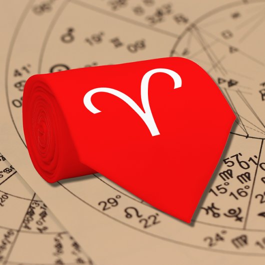 鮮やかな赤 – 牡羊座〔占星術の〕十二宮図のネクタイ ネクタイ