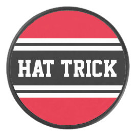 鮮やかな赤 黒 白 レース ストライプ "ハットトリック" アイスホッケーパック