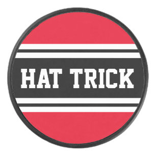 鮮やかな赤 黒 白 レース ストライプ "ハットトリック" アイスホッケーパック