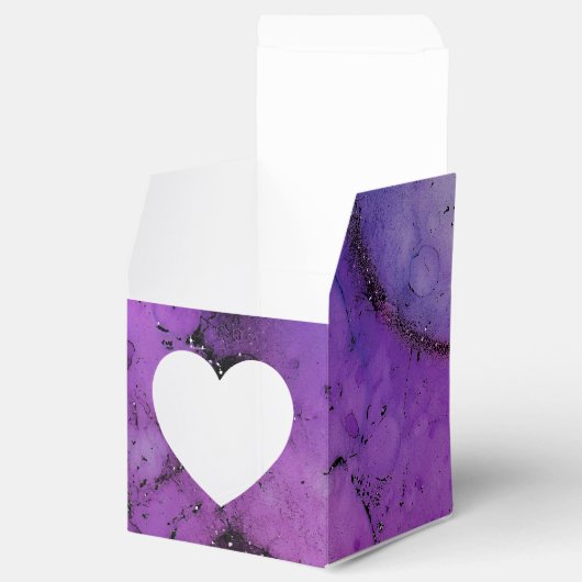 鮮やかな輝く黒と紫のインクのスプラッシュ フェイバーボックス (オープン)