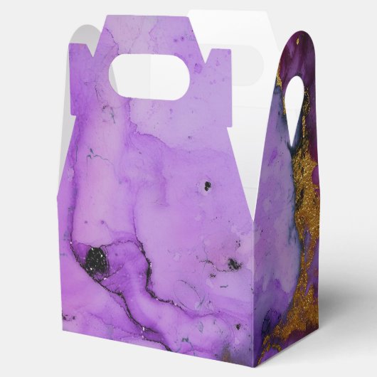 鮮やかな輝く黒と紫のインクのスプラッシュ フェイバーボックス (オープン)