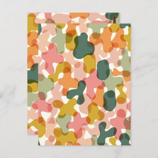 鮮やかな迷彩柄の染み枕 ポストカード (正面/裏面)