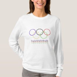 鮮やかな連鎖リングと波状ラインのスポーツウェア Tシャツ