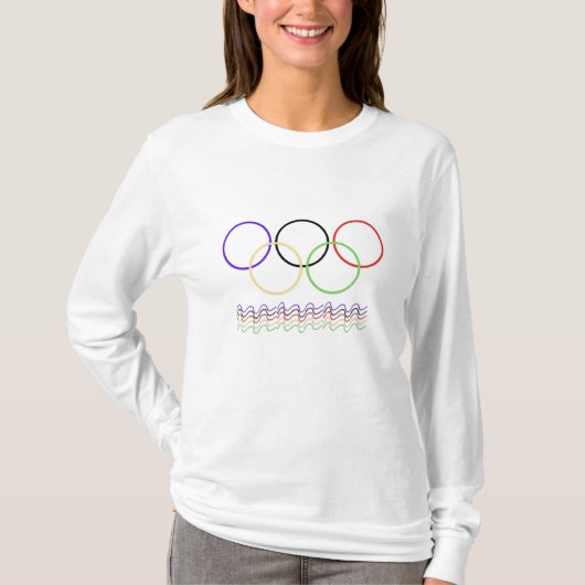 鮮やかな連鎖リングと波状ラインのスポーツウェア Tシャツ (正面)