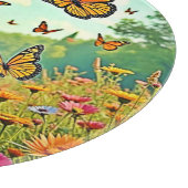 鮮やかな野の花と蝶の喜びのデザイン カッティングボード (角)