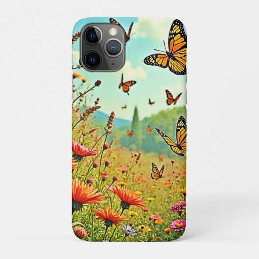 鮮やかな野の花と蝶の喜びのデザイン Case-Mate iPhoneケース (裏)
