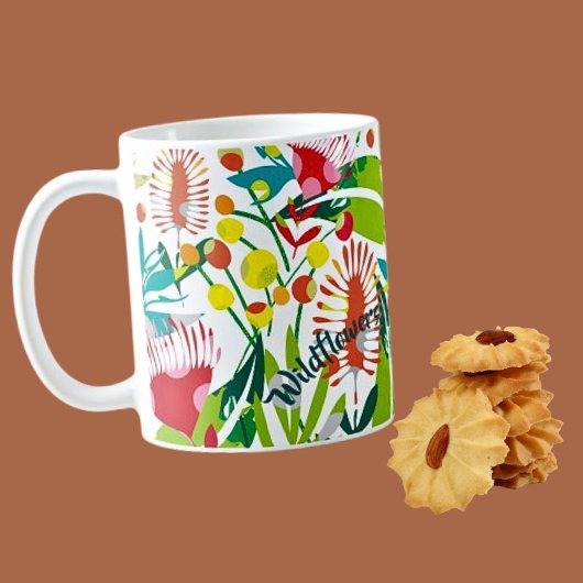 鮮やかな野の花のアート コーヒーマグ コーヒーマグカップ