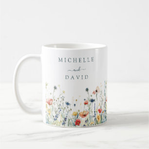 鮮やかな野の花のウェディング コーヒーマグカップ