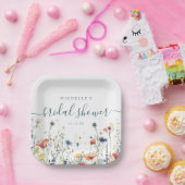 鮮やかな野の花のブライダルシャワー ペーパープレート (パーティー)