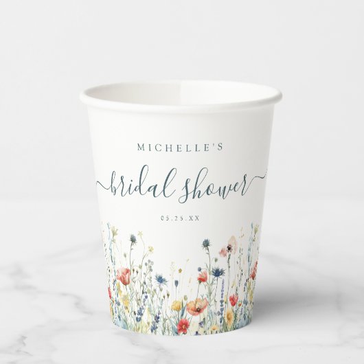 鮮やかな野の花のブライダルシャワー 紙コップ (左)