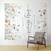 鮮やかな野の花のベイビーシャワーの背景 タペストリー (インサイチュ(横))