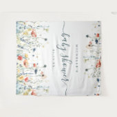 鮮やかな野の花のベイビーシャワーの背景 タペストリー (正面(横))