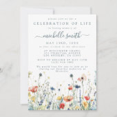 鮮やかな野の花の生命のお祝い葬儀 招待状 (正面)