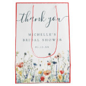 鮮やかな野の花の花嫁のシャワー ミディアムペーパーバッグ (裏面)