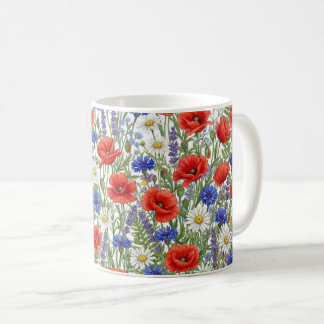 鮮やかな野の花の草原マグカップラップ コーヒーマグカップ