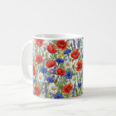 鮮やかな野の花の草原マグカップラップ コーヒーマグカップ (正面左)