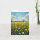 鮮やかな野の花の草原 オイルペインティングスタイルのフローラ カード (裏面)