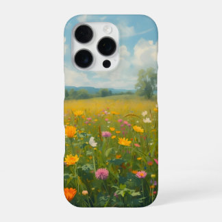 鮮やかな野の花の草原 オイルペインティング風の植物 iPhone 16 PROケース