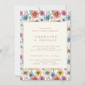 鮮やかな野生の花の模様の結婚式招待状 招待状 (正面)