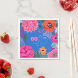 鮮やかな野生の花 ピンク 青い 誕生日パーティー スタンダードカクテルナプキン