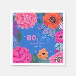 鮮やかな野生の花 ピンク 青い 誕生日パーティー スタンダードカクテルナプキン
