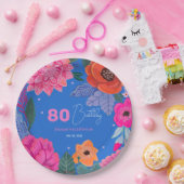 鮮やかな野生の花 ピンク 青い 誕生日パーティー ペーパープレート (パーティー)