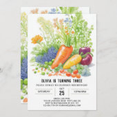 鮮やかな野菜の庭の誕生日 招待状 (正面/裏面)