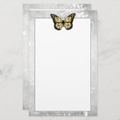 鮮やかな金ゴールド蝶の文房具 便箋 (正面/裏面)