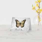 鮮やかな金ゴールド蝶サンキューカード カード (黄色い花)