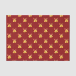 鮮やかな金属製の金ゴールドベル（赤い弓あり） 薄葉紙