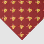 鮮やかな金属製の金ゴールドベル（赤い弓あり） 薄葉紙 (詳細)