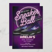 鮮やかな銀河スニーカー ボール バースデー パーティー 招待状 (正面/裏面)