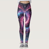 鮮やかな銀河渦巻き柄 レディース レギンス (正面)