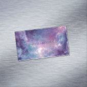 鮮やかな銀河 ピンク パープル 星雲 ホワイトフレーム マグネット名刺 (インサイチュ)