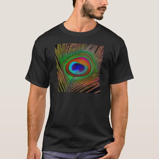 鮮やかな銅の孔雀の羽 Tシャツ (正面)