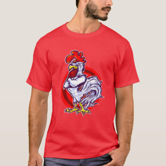 鮮やかな雄鶏のイラスト グラフィックTシャツ Tシャツ