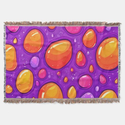 鮮やかな雨滴のマンガアート スローブランケット (正面)
