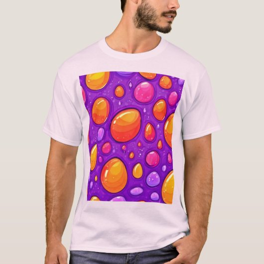 鮮やかな雨滴のマンガアート Tシャツ (正面)