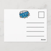 鮮やかな青いコミック テキスト - 誕生日おめでとう ポストカード (裏面)