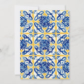 鮮やかな青いタイルの結婚式 招待状 (裏面)