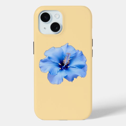 鮮やかな青いハイビスカスのトロピカルフラワーと黄色の背景 Case-Mate iPhoneケース (裏面)
