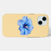 鮮やかな青いハイビスカスのトロピカルフラワーと黄色の背景 Case-Mate iPhoneケース (裏面 (横))