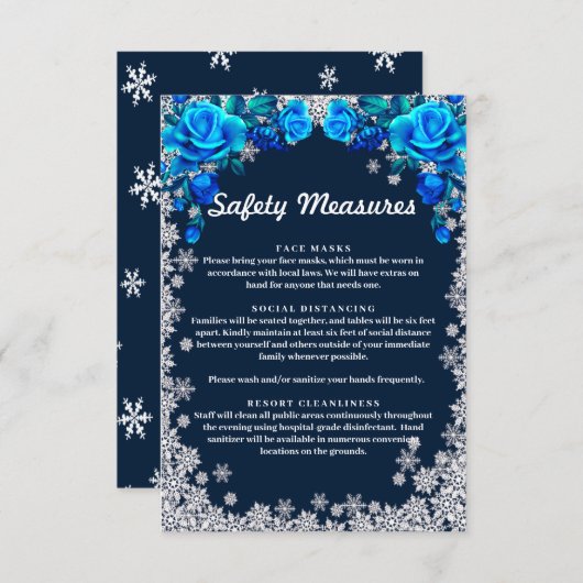 鮮やかな青いバラの雪の結晶 安全対策 エンクロージャーカード (正面/裏面)