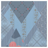 鮮やかな青いパッチワーク ファブリック (クローズアップ)