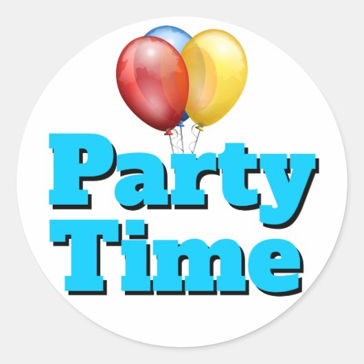 鮮やかな青いパーティー風船のシール ラウンドシール (正面)