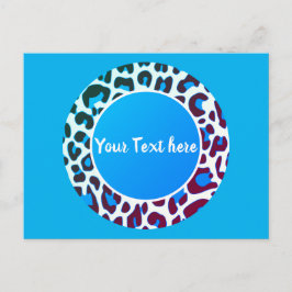 鮮やかな青いヒョウ柄のパターン円 ポストカード