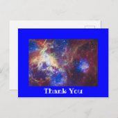 鮮やかな青い写真の枠線の感謝メッセージ ポストカード (正面/裏面)