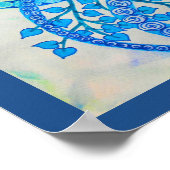 鮮やかな青い抽象芸術らせん状と植物 ポスター (角)